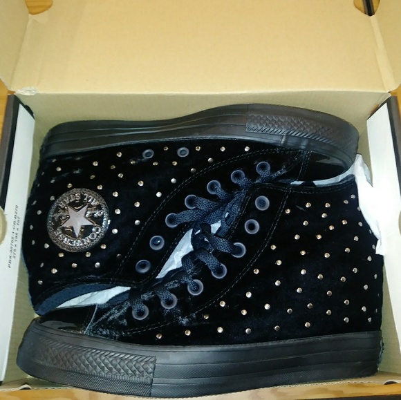 NWT Converse Chuck Wedges Black Velvet - Picture 7 of 8